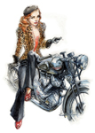 Wanda with a Harley Davidson KHK.